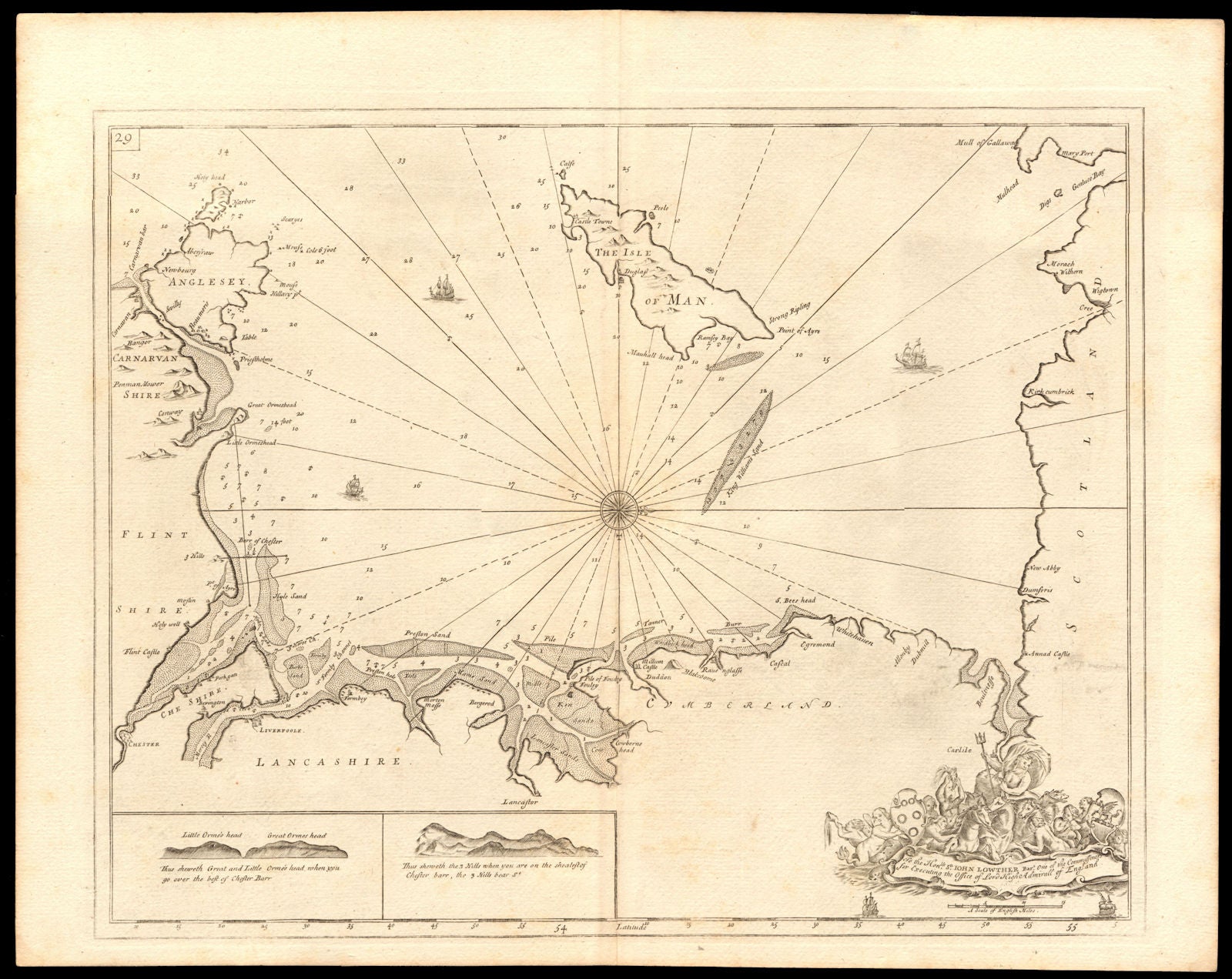 IRISH SEA chart. Lancashire Cumbria North Wales Isle of Man. COLLINS c1774 map
